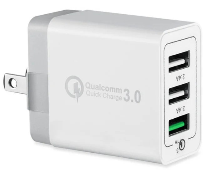 US Fast Charge Foldable 30W Three Port QC 3.0 USB Travel Wall Charger Adaptor