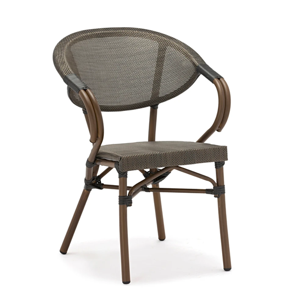 Decor Looking Surface Textilin Outdoor Chair Wicker Chair Hot Selling Alu. Frame in Bamboo Outdoor Table Dining Chair Aluminium