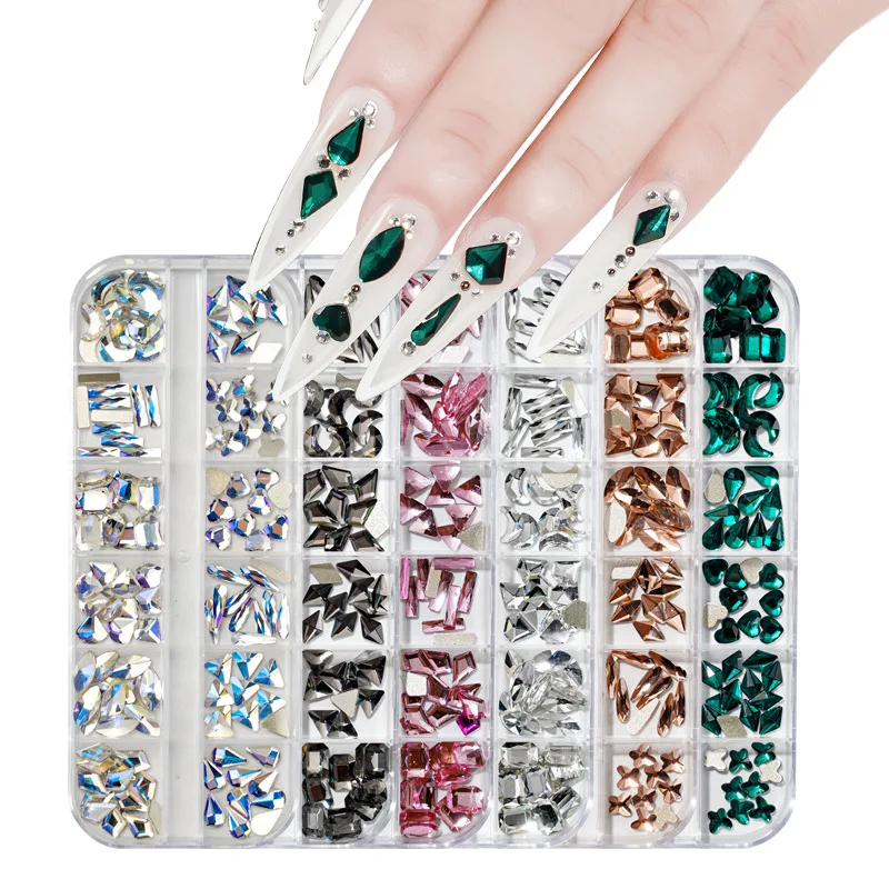 Wholesale New Nail art Rhinestones Irregular Flat Bottom Nail Art Glass Diamond Jewelry Nail Accessories