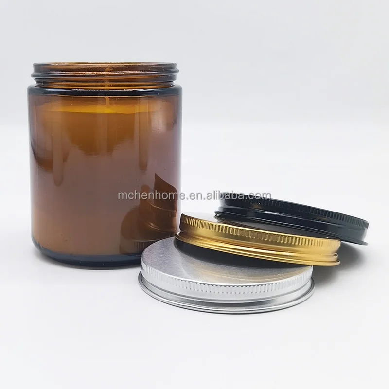High quality scented glass jar candles with different Color Lid for home decor Lavender Candles