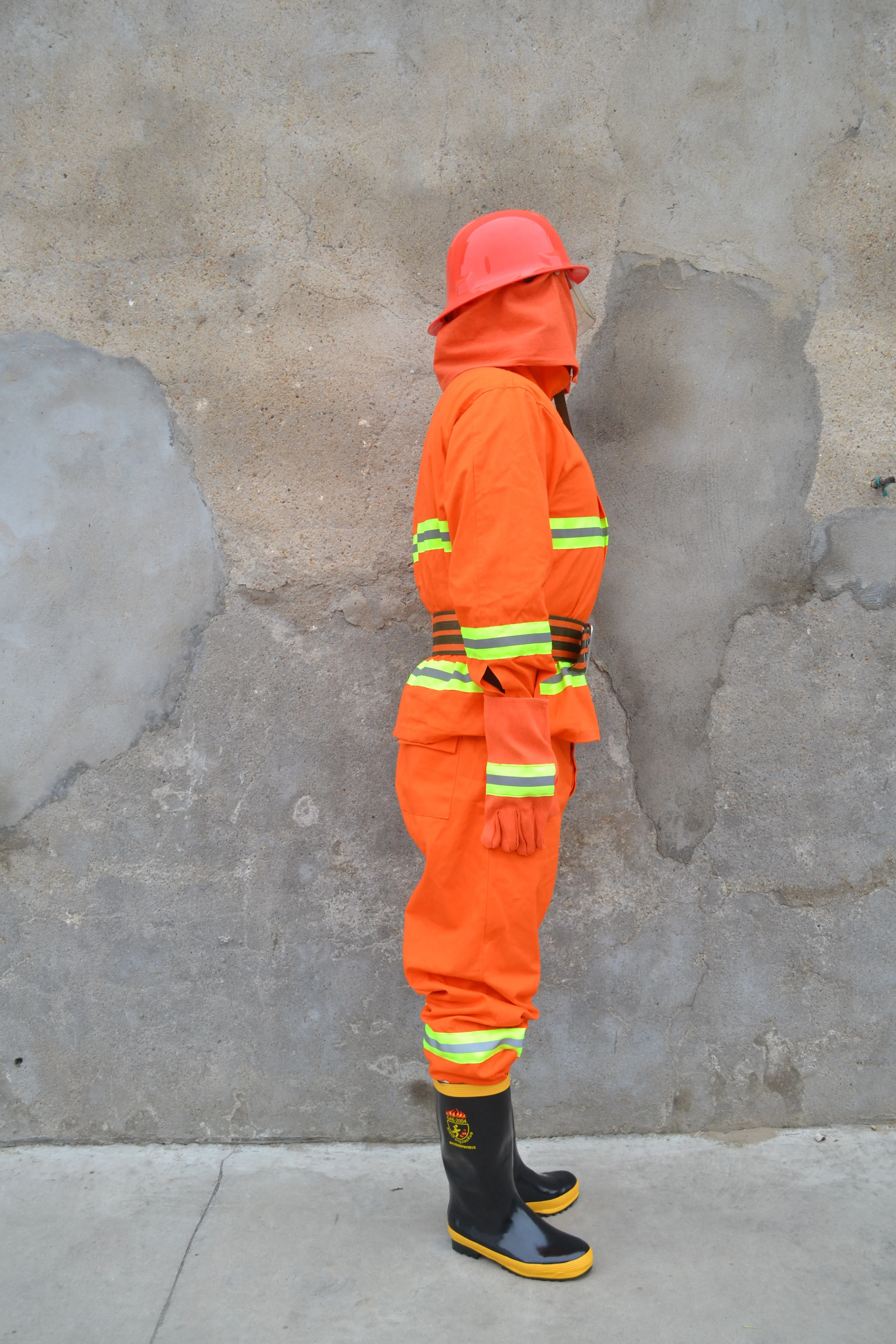 Newly Durable fire fighting suit/Fire Fighting Firefighters Clothing  Pants Waterproof Shoes Orange Helmet