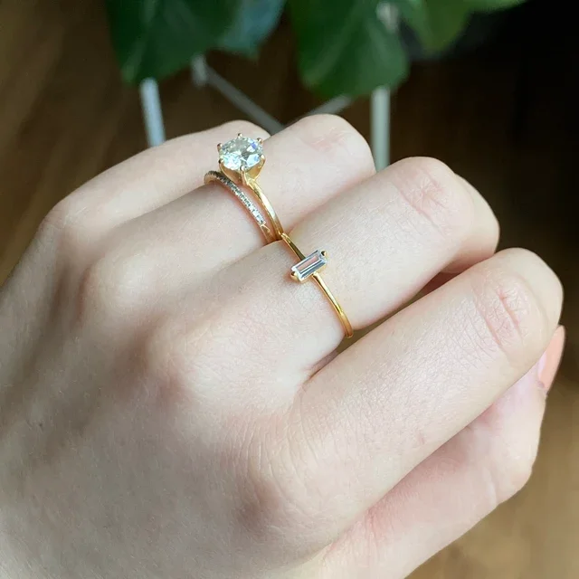 Baguette Ring Gold Rainbow Hot Sale 925 Sterling Silver Turkish Men Women CLASSIC S925 Birthstone Ring Zircon Geometric 30 Pcs