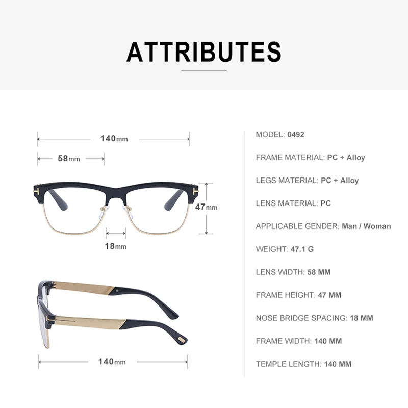 New fashion custom logo women men pc optical frame photochromic anti blue light glasses for men