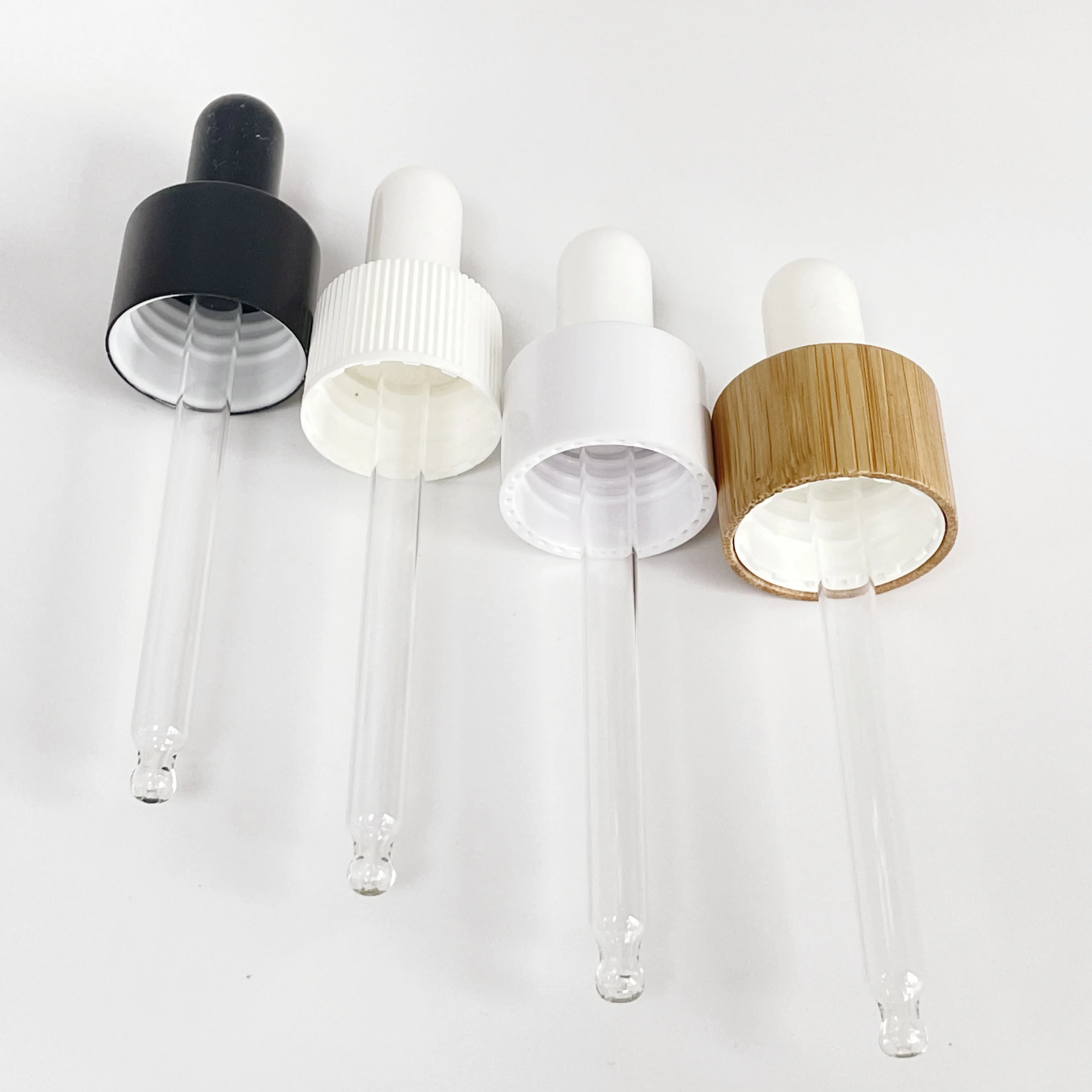 Luxury Shiny Aluminum 18/410 20/410 Screw Cap Essence Dropper Bottle Gold Silver Circle Cap with Pipette Shiny Gold Cap