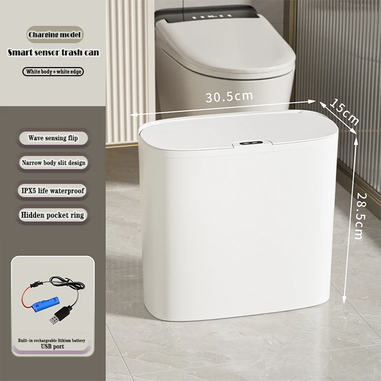 2024 New Smart Induction Sensor 12L Plastic Sanitary Bucket with Lid Easy Clip Home Indoor Bathroom Kitchen Living Room Bedroom
