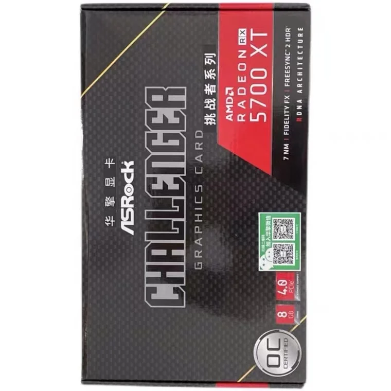 Asrock amd Radeon RX5700XT 8G graphics card e-sports game graphics production independent vga DDR6 256bit PCI E4.0 14000MHz 7nm