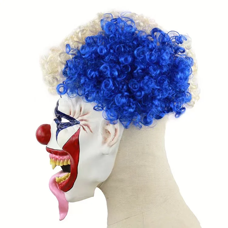 Wholesales Horror Clown Mask with Wig Latex Scary Halloween Carnival Scary Clown Costume Full Head Mask For Disguised Party Prop