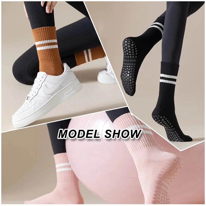 Seamless Custom Logo Grip Barre Trampoline socks Ankle Pilates Non Slip Yoga Socks Lulu compression tube crew Socks