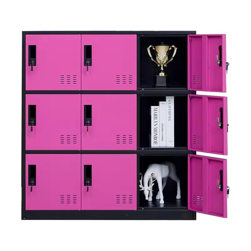 4/6/9 Door Locker Cabinet Bag Steel Locker Box With Key Storage Cabinet Supermarket Gym School Temporary Luggage Storage Locker