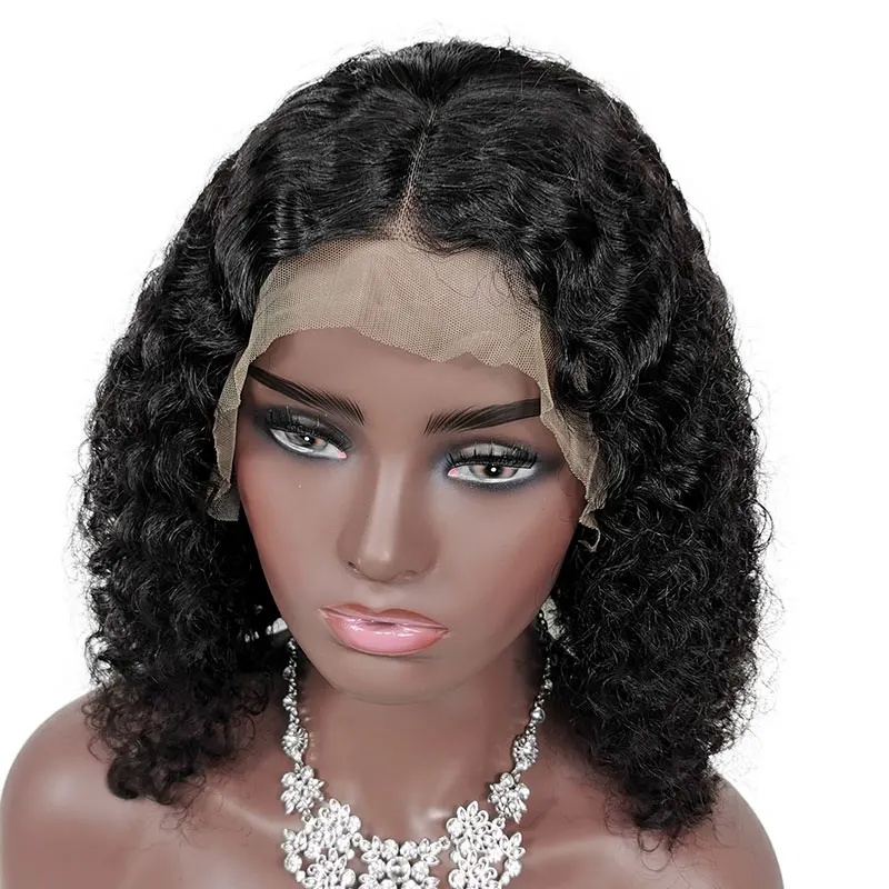 
Best Remy Human Hair Jerry Curly Human Hair Full Lace Wig Middle Part Kinky Curly Short Bob Full Lace Wigs Wholesale 