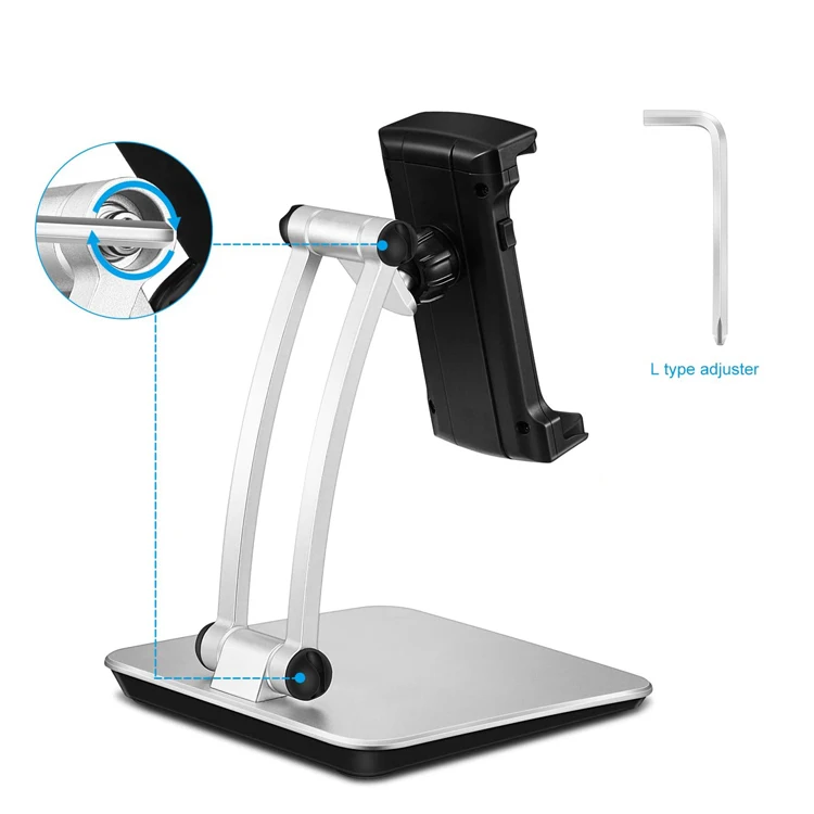 4.7-13.5 inch Sturdy Foldable Desk Adjustable Tablet Stand Tablet Holder for iPhone Ipad Galaxy Tab Kindle