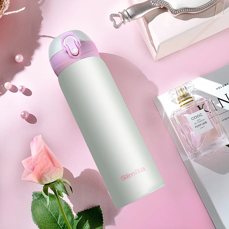 
SIMITA Double Wall 304 Stainless Steel Vacuum Flask Leak Proof Long-Time Insulation Fashion Water Bottle for Home Sports GYM 