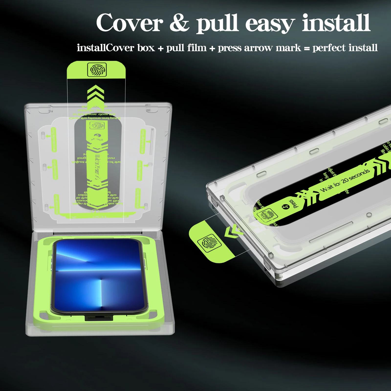 For iPhone 14 Pro max Anti-shock 3D tempered glass installation frame film install privacy screen protector installation kit