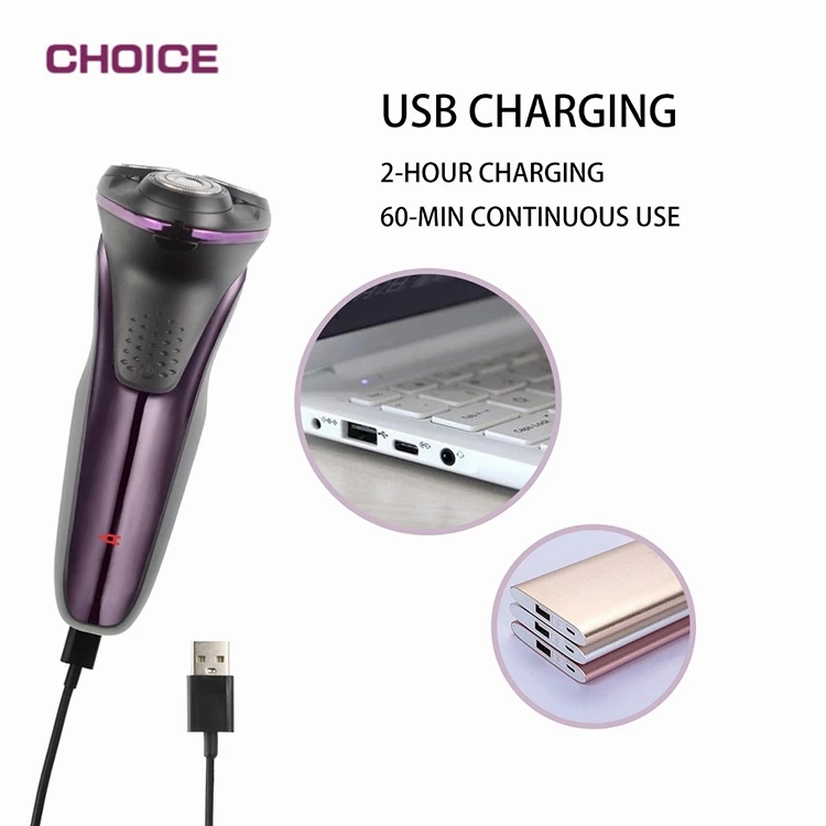 Low Price Stainless Steel USB Triple Rechargeable Electric Shaver Trimmer Waterproof Mens Shaving Razor