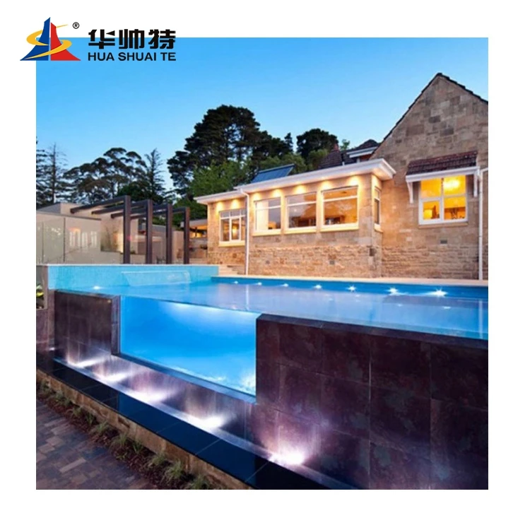 HUASHUAITE Thick transparent plastic  pmma acrylic glass wall sheet for outdoor swimming pool custom acrylic