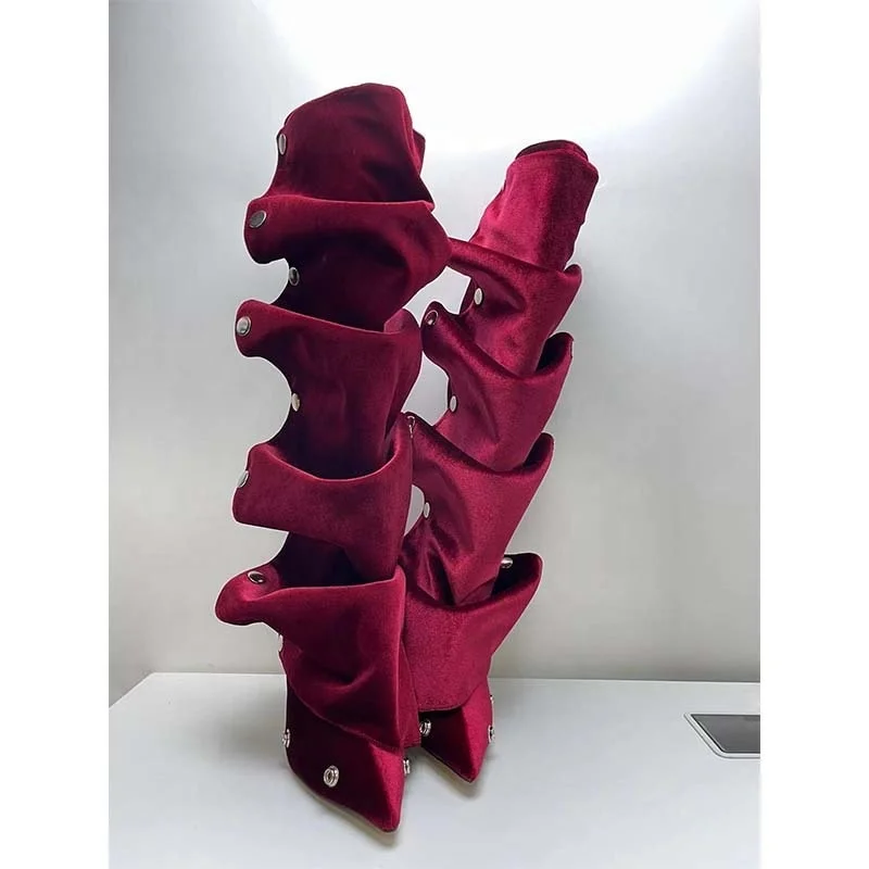 IDOIT Latest Pointed Toe Buckle Stiletto Removable Two Wear Boots Transformer Over The Knee Boots Thigh High Women Suede Boots