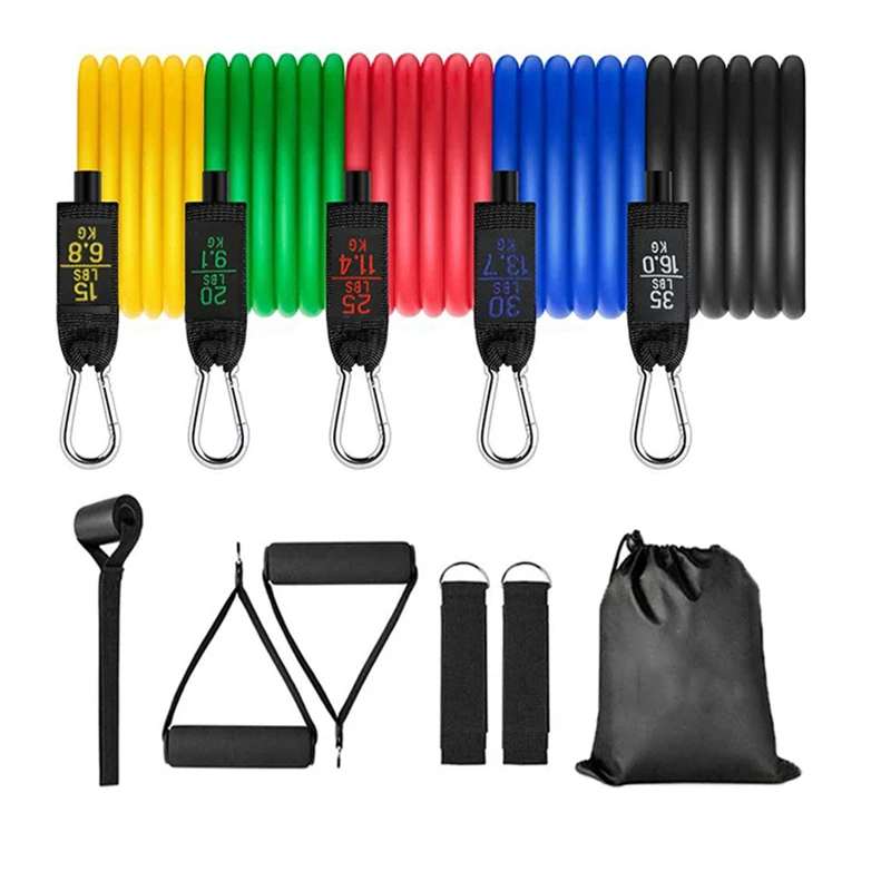 Hot Sale   Home Workout Elastic Fitness Band Set TPE Rubber Resistance Tube for Exercise & Yoga