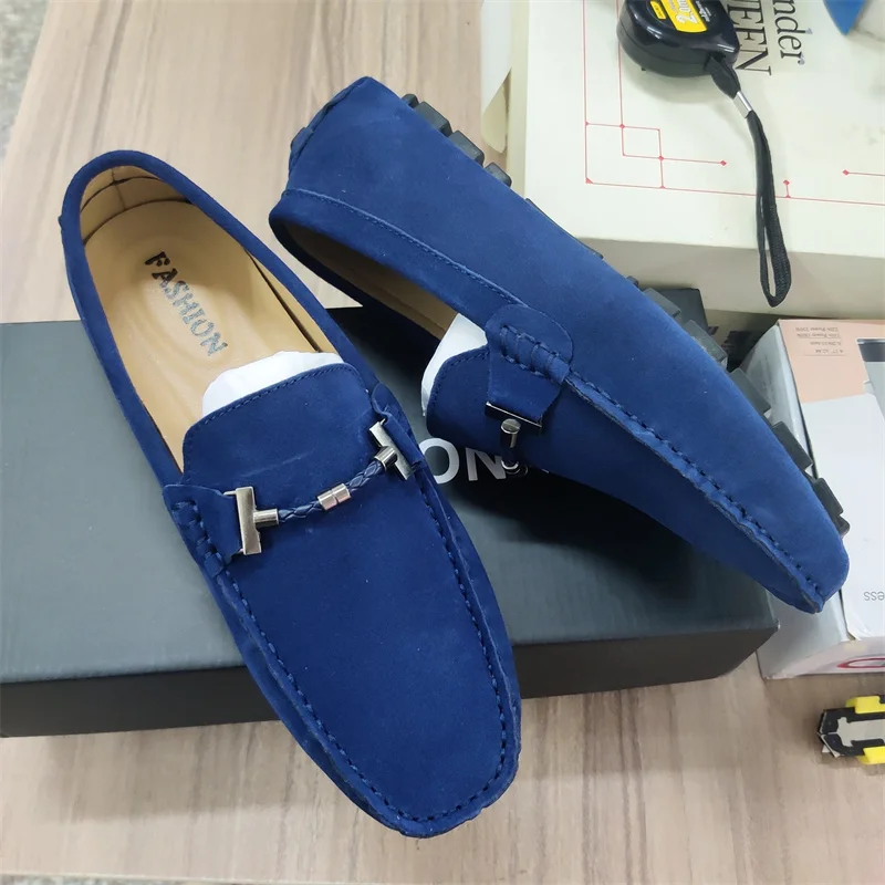 Genuine Leather Shoes Men Mocassines Loafers Classic Men Casual Shoes Size 47 48 49 Cotton Fabric Rubber Slip on 1 Pair XFJ-5088