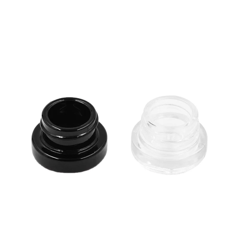 LLG Thick Bottom wax container 3ml 5ml 7ml 9ml round concentrate jar eye cream UV black glass jar with printing logo CR cap cube