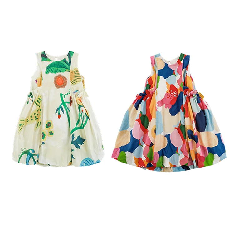 YOEHYAUL LX0123 Middle East Style Beautiful Dresses for Children Floral Sleeveless 8 Years 2 Year Old Baby Girl Dress Design