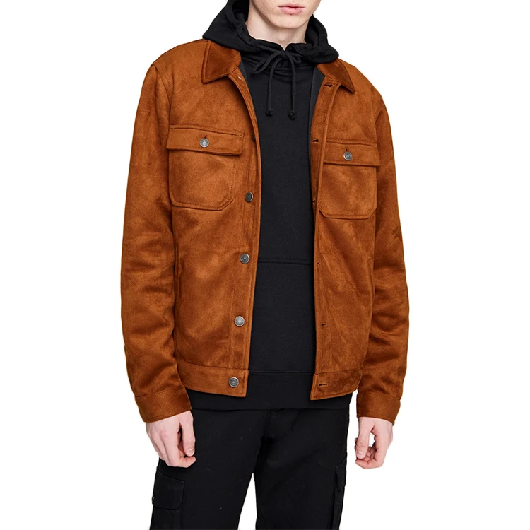 High Quality Short Overalls New Fashion Style Decorated Denim Buttons Mens Suede Jackets and Coats