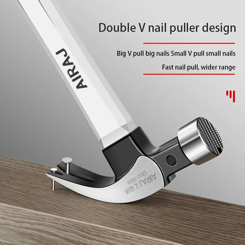 AIRAJ 14.2 Inch Double V Nail Puller High Hardness High Carbon Building Fixed Special Square Head Right Angle Claw Hammers