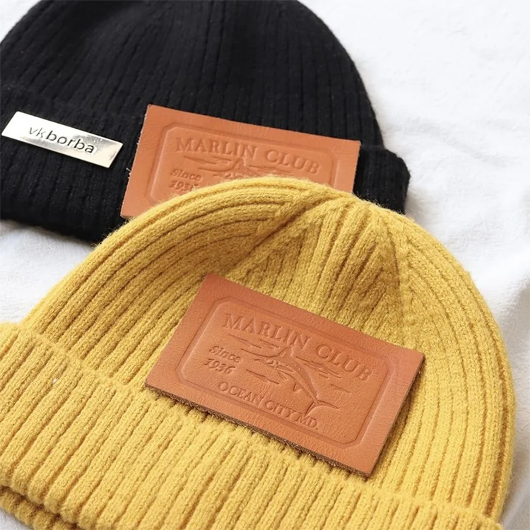 Custom Embossed Cow Leather Label Patch For Hats