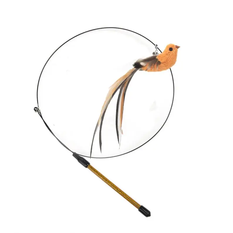 Simulation Bird interactive Cat Toy Funny Feather Bird with Bell Teaser Wand Toy Cat Supplies Cat Stick Toy for Kitten Playing