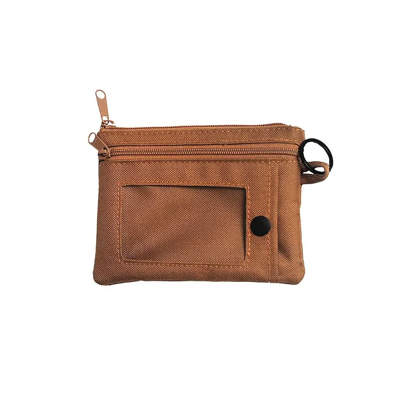 Factory Custom Logo Eco Friend Small Canvas Coin Purse Removable Adjustable Shoulder Strap Climbing Card Zipper Pouch Wallet Bag