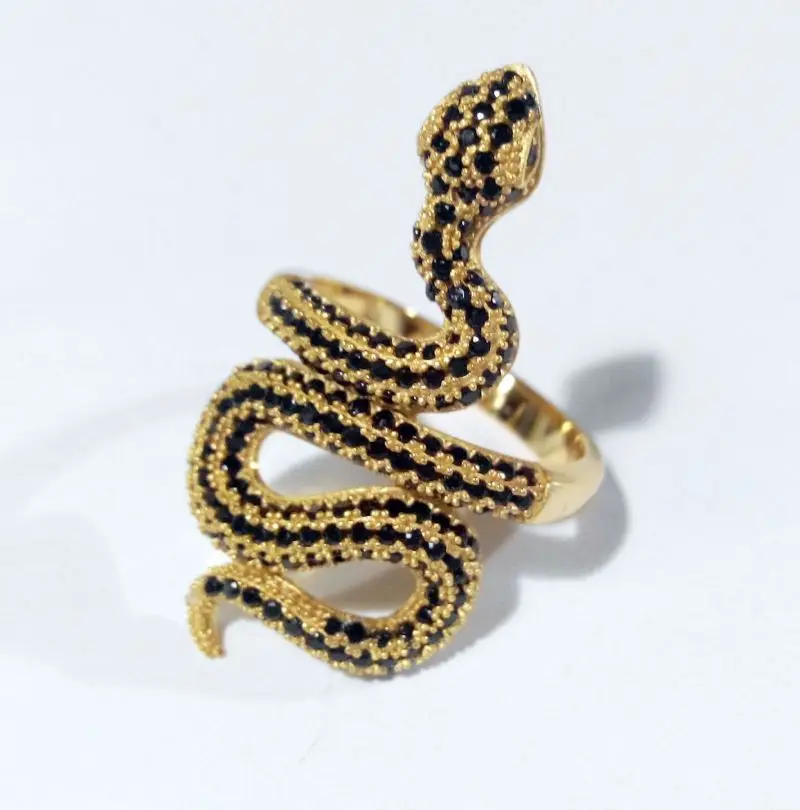 Jasen Jewel Popular Personalized Design Brass Silver Stone Inlaid Cobra Snake Rings For Women