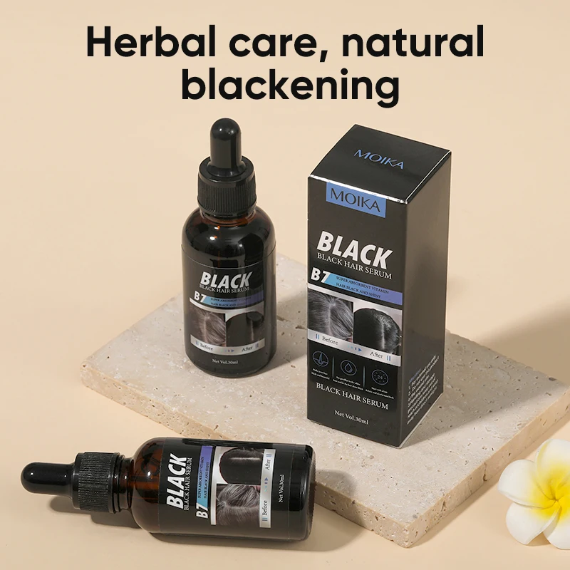 Wholesale Natural Herbal Darkening Hair Serum Activate Follicle Anti White Gray to Black Hair Recolor Serum Hair Repair Care