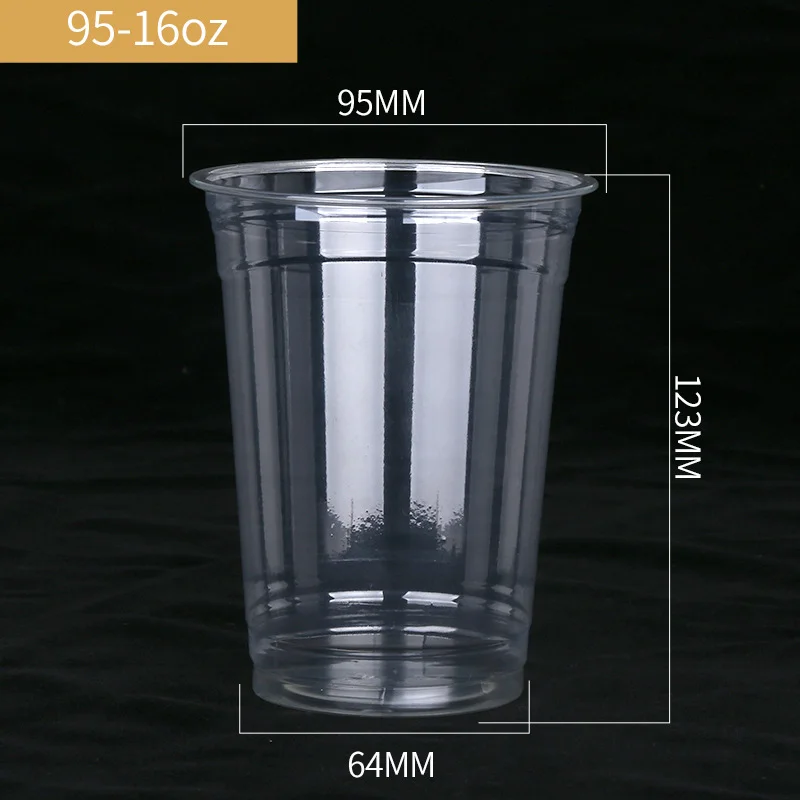 Disposable Reusable Transparent Clear Custom Printed Logo Plastic PET Drinking Cup Cold coffee Cups with lids and straws