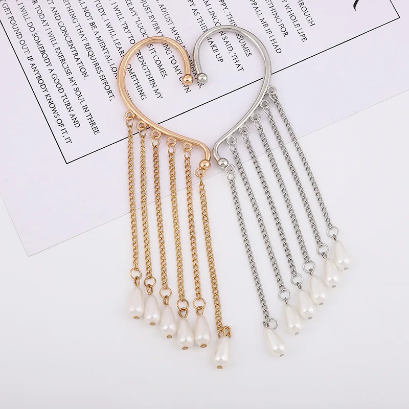 New niche baroque long pearl earrings women exaggerated geometric tassel fashion jewelry earrings