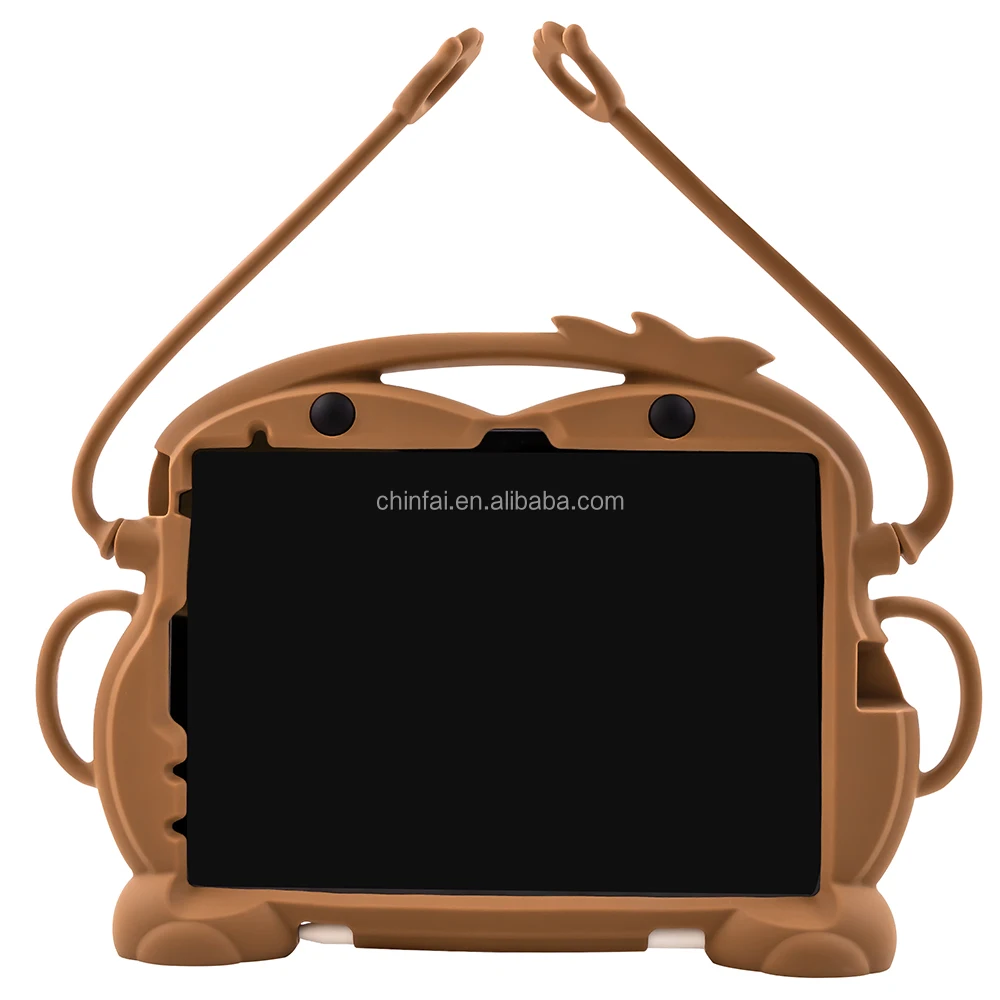 Kid Silicone Protective Case Cover Skin for iPad Tablet with Hanging Arms
