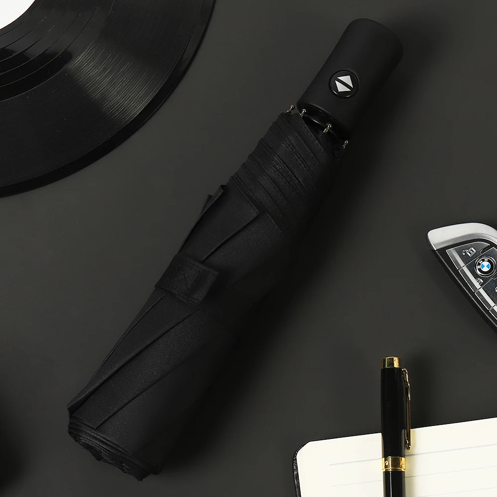 Windproof Strong Frame Automatic Three Folding Custom Advertising Umbrella with Logo