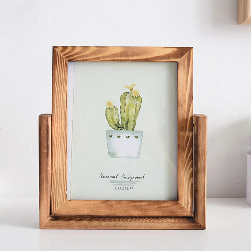 Home Decor rotatable slid pine Wooden Picture Frames Creative photo Decorative gift Wooden Photo Frame