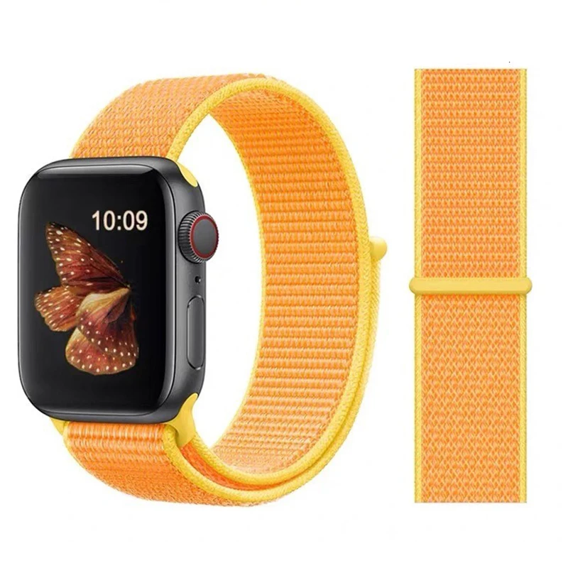 Chinber Hook And Loop Watch Strap Nylon Woven Sport Loop Band For Apple Series 6 44mm 40mm