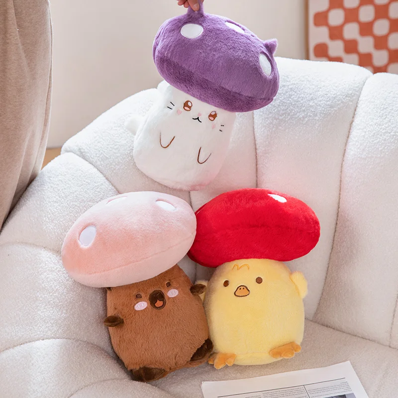 Hengyuan Kawaii Holding Pillows Super Soft Stuffed Plush Toys Mushroom Shaped Plush Pillow Dolls for Kids