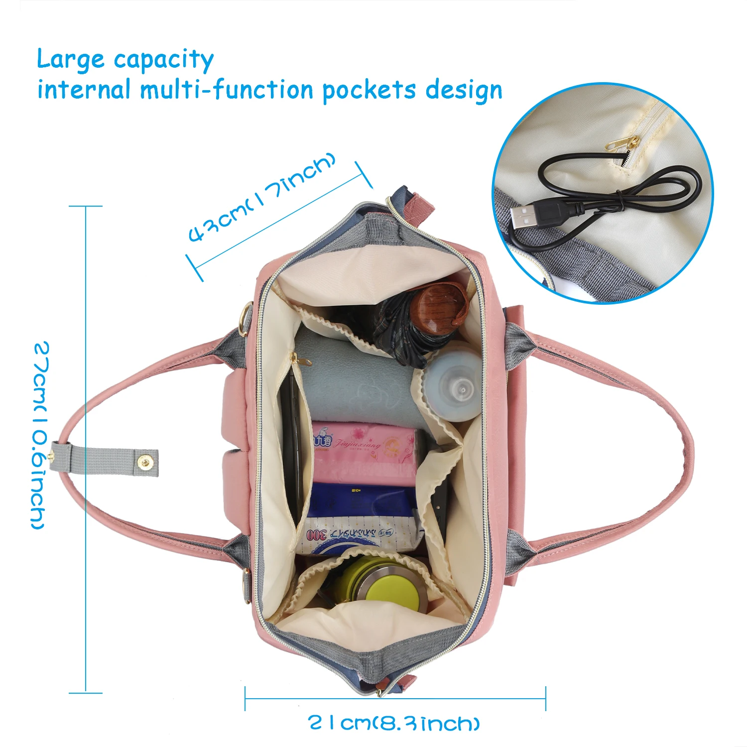 Whole Sale Amazon hot sell Factory Mummy Baby Diaper Bags Nappy Backpack