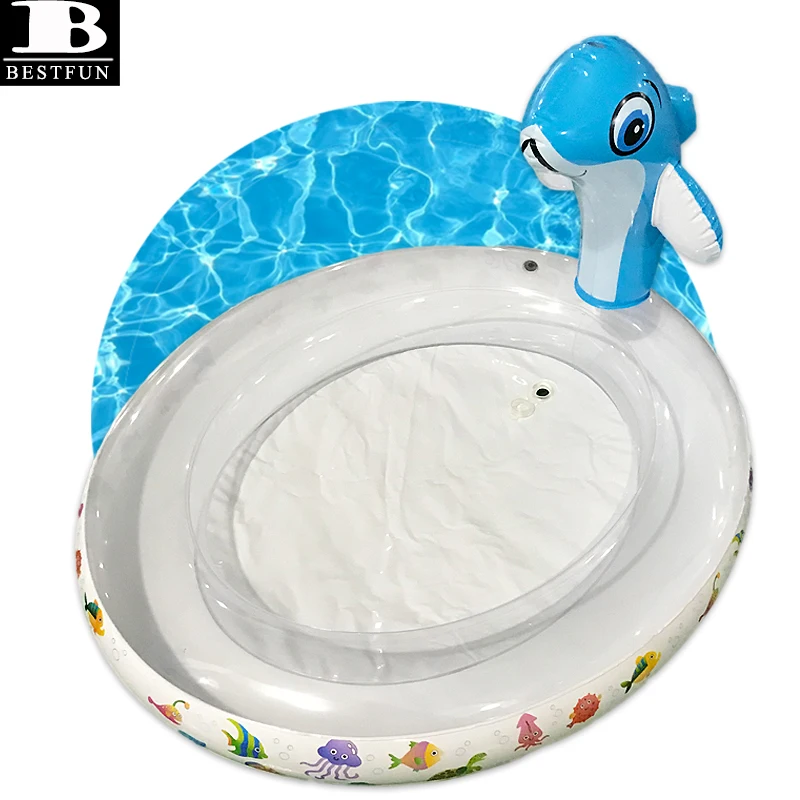 thickened PVC inflatable dolphin sprinkler & splash pool summer outdoor paddling pool for baby, toddler, garden, backyard