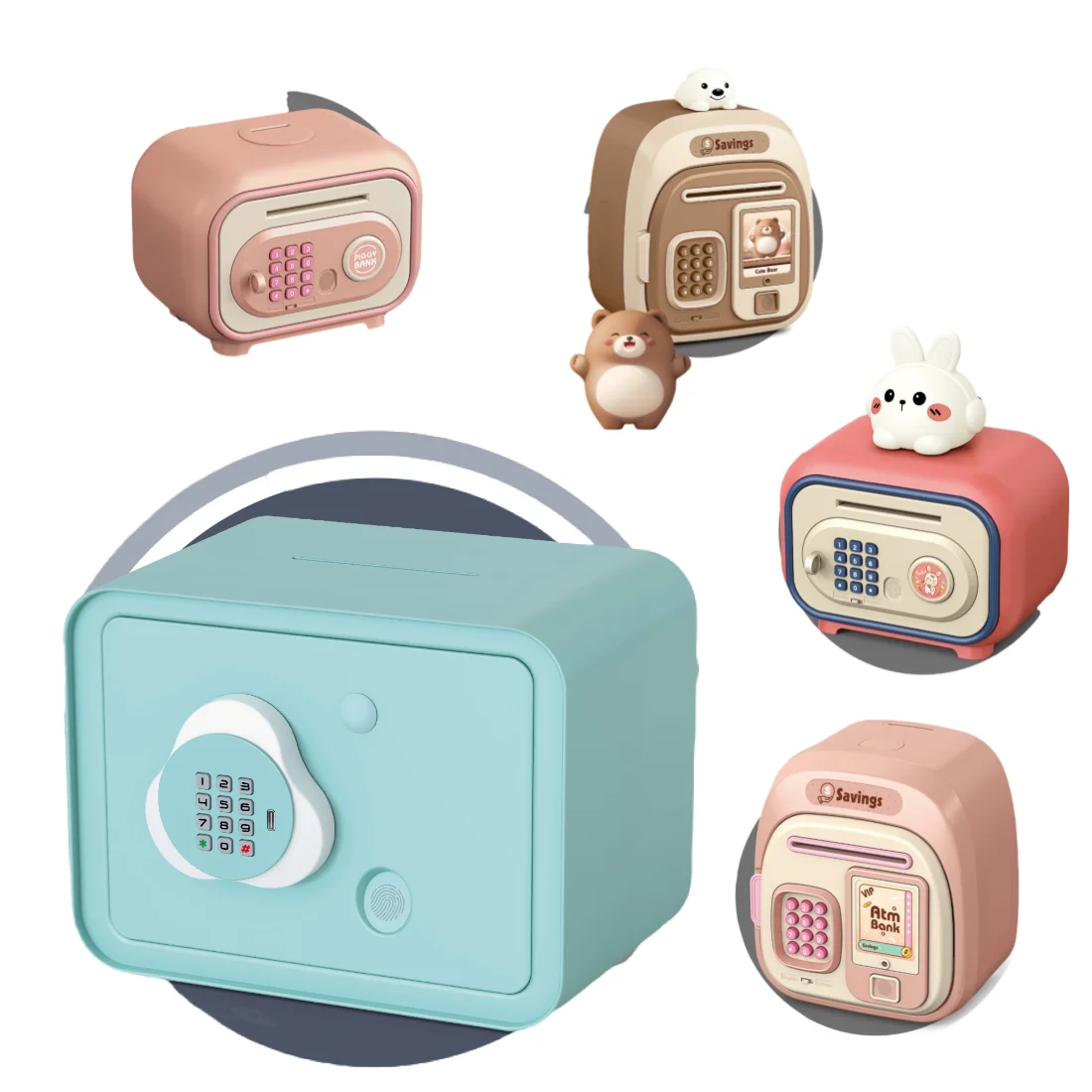 kouyikou 2024 new model Electronic Piggy Bank Safe Money Box Children Digital Coins Cash Saving Safe Atm piggy bank