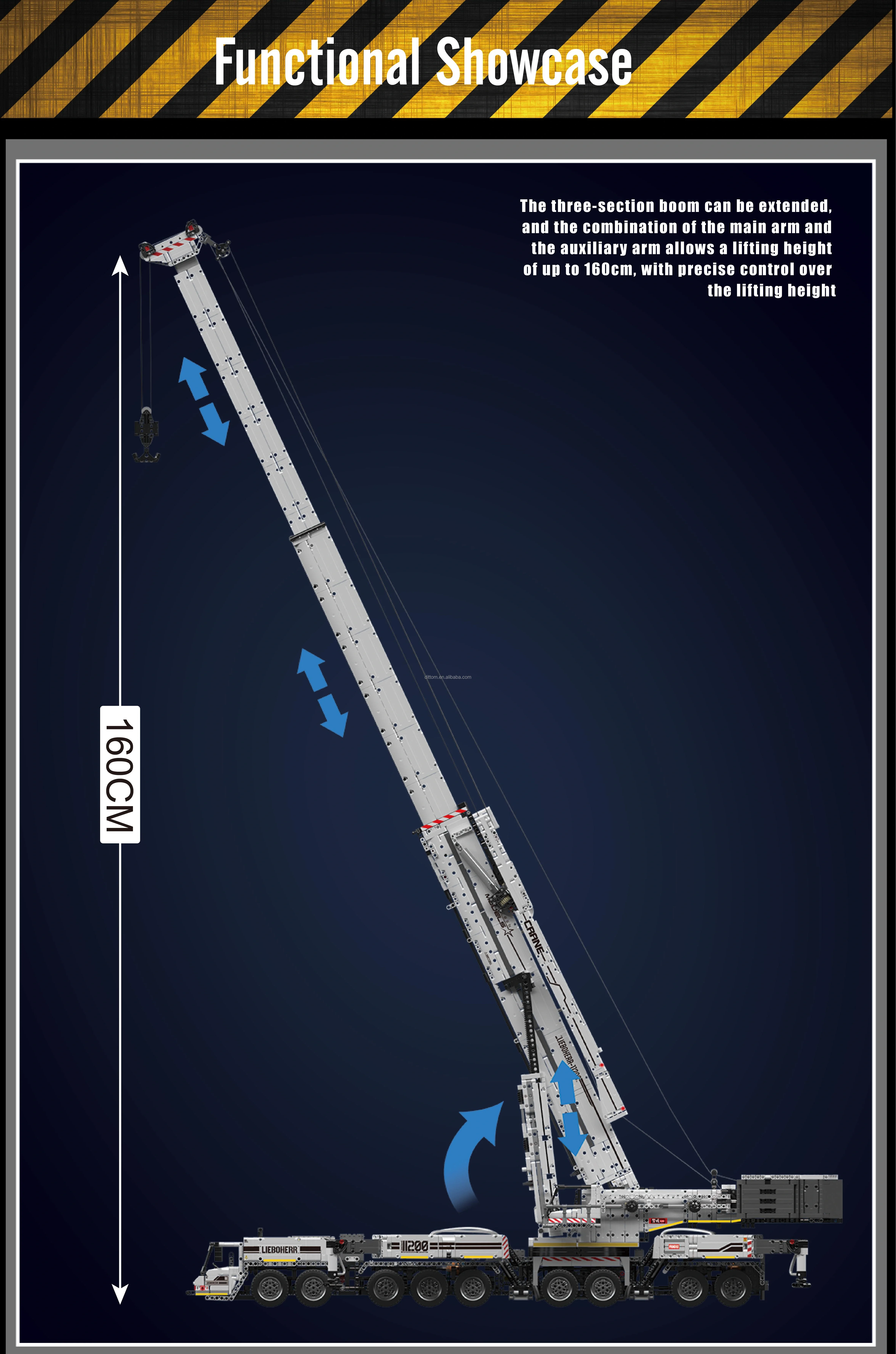 Mould King 17007 Liebherr LTM11200 Crane Truck Bricks 2.4G&APP Motorized Crane Technical Educational Model Building Blocks Toys