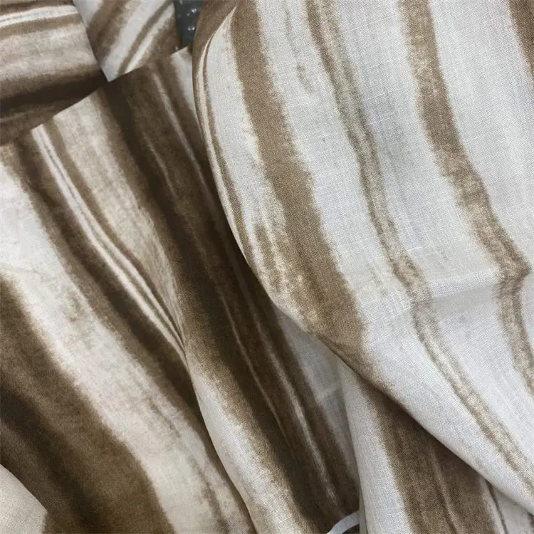 Factory custom stripe print Skin-friendly breathable cloth lyocell linen fabric wholesale