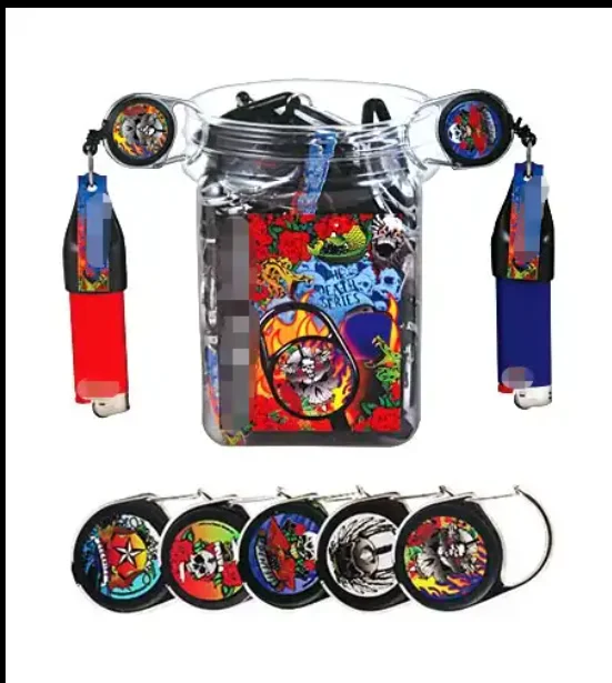 Customize Logo Lighter Leash Premium Clipper Leash Retractable Lighter Holder Grunge Series