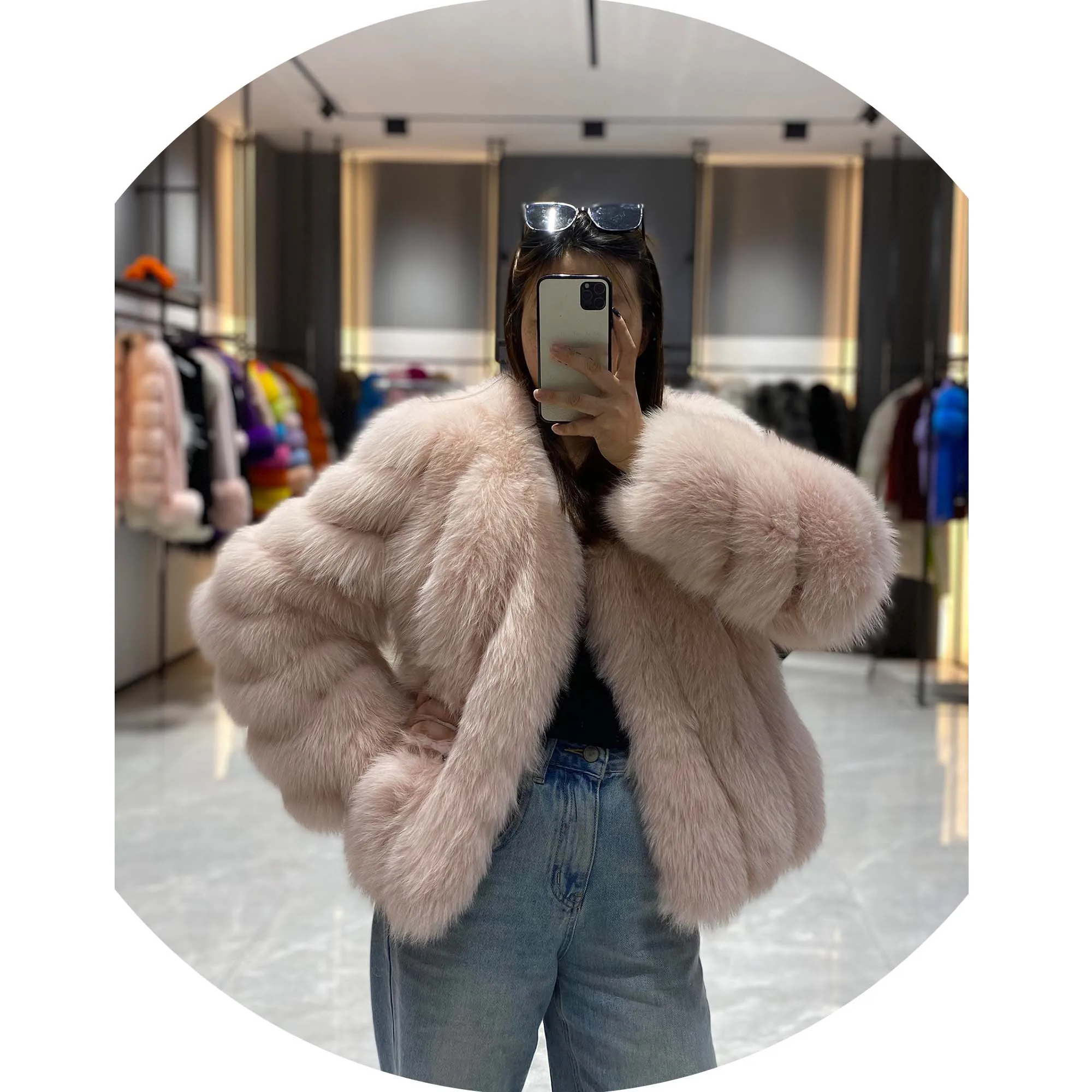 2024 AW Women Warm Fashion Luxury Fluffy Customized Color Fox Fur Coat Full Sleeves Ladies Real Natural Fur Coat