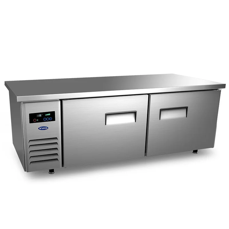Commercial stainless steel fresh-keeping freezer cabinet Restaurant kitchen refrigeration worktable.