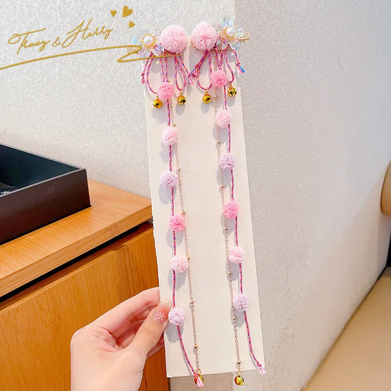 Tracy & Herry Children Hair Accessories Bow Fringe Hairpin Streamer Pair Clip POMPOM Princess Tassel Duck Beak Hair Clip