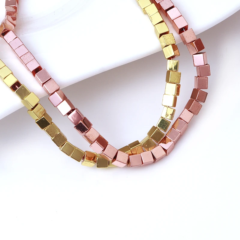 
2*2mm Cube Hematite beads Natural Stone Square Spacer Loose bead for Jewelry Bracelet Making DIY accessories 15