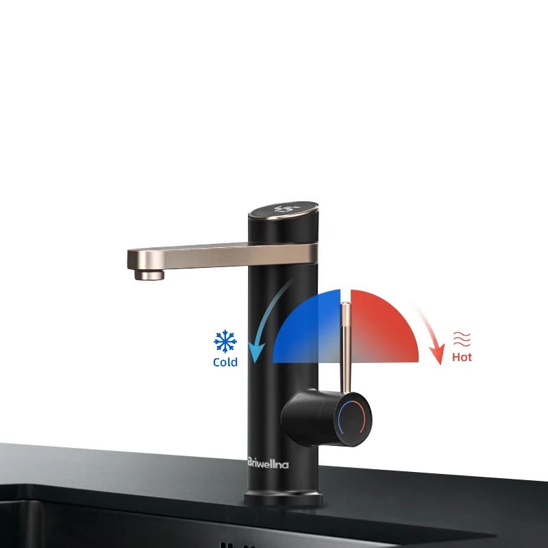 Briwellna 220V Rotating Bathroom Mixer Hot And Cold Mixer Water Tap Instant Electric Heating Water Saving Faucet