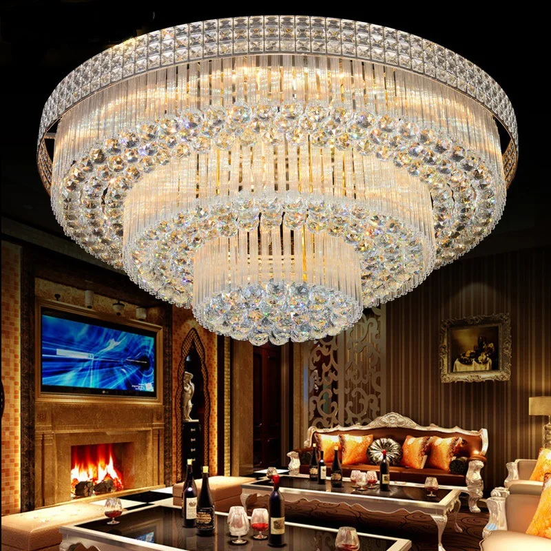 Restaurant Crystal Lighting Fixtures Lamp Indoor Round Acrylic Dubai Led Ceiling Lamp